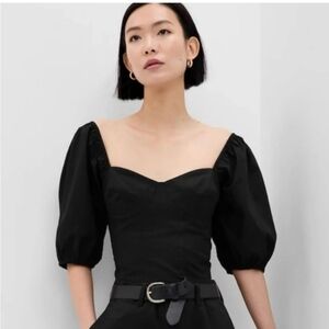 Puff Sleeve Sweetheart Crop Top Gap